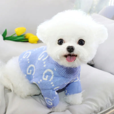 puppy winter knit sweater
